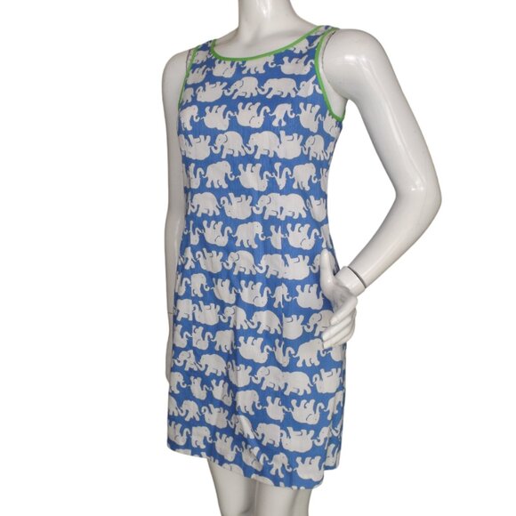 LILLY PULITZER Mini Dress, 2, Blue/White Elephants, Cathy Shift, Tusk in Sun - Picture 5 of 16